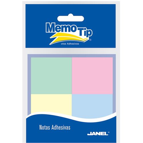Notas Adhesivas de 5 x 5 cm Colores Pastel Bolsa con 4 Colores con 100 Hojas Memo Tip