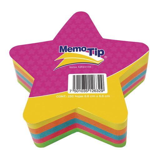 Block de Notas Adhesivas Estrellas 250 Hojas Memo Tip