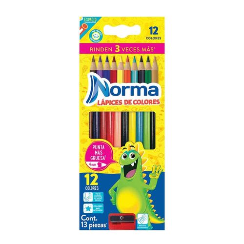 Lápices de Colores Caja con 12 Piezas Largos Redondos Norma
