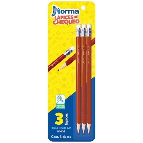 Lápiz Rojo Triangular Blíster con 3 Piezas Norma