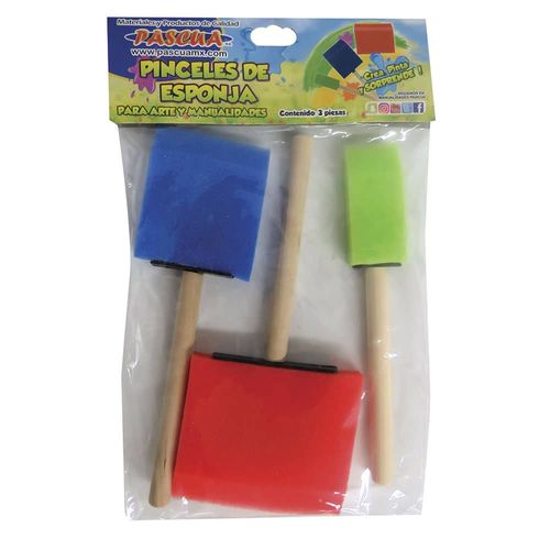 Pincel de Esponja Rectangular Bolsa con 3 Piezas Pascua