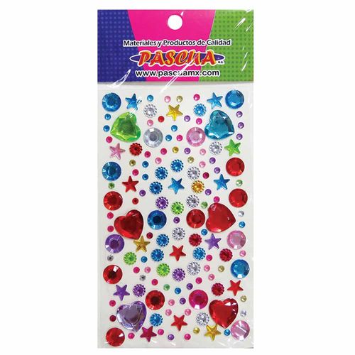 Piedra Acrílica Decorativa En Tira Corazones Blíster con 77 Piezas Pascua PIED-FIGU1712
