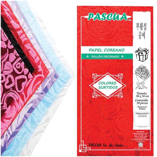 Papel Coreano Pellon de 58 x 58 cm Decorado Surtido para Manualidades Paquete con 10 Piezas Pascua PK-PD-SUR