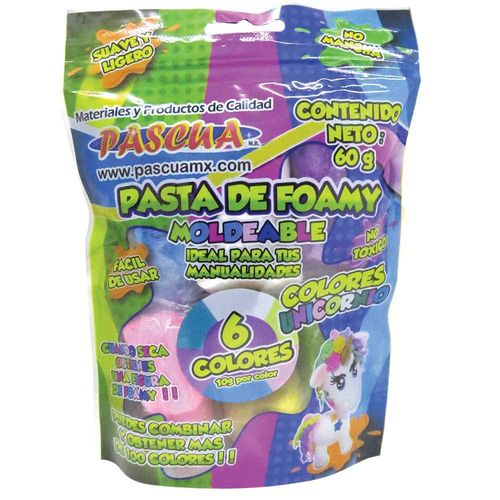 Foamy Moldeable de 50 gr Colores Surtidos Bolsa con 6 Piezas para Manualidades Pascua FM-6UNI