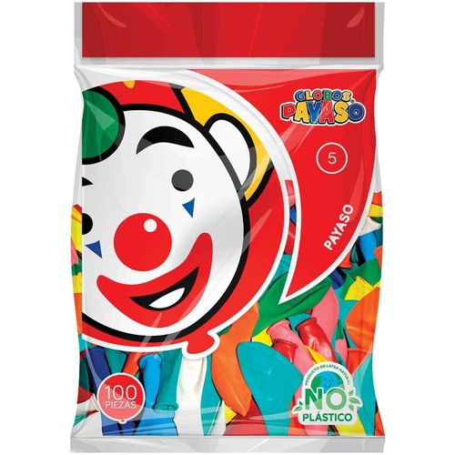 Globo Redondo Número 5 Bolsa con 100 Piezas Payaso