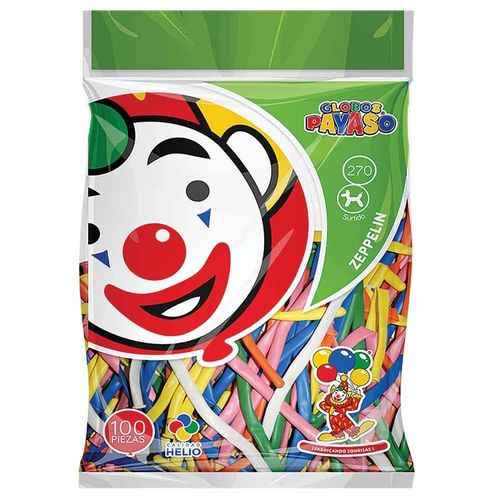 Globo Zeppelin Colores Surtidos Bolsa con 100 Piezas Payaso