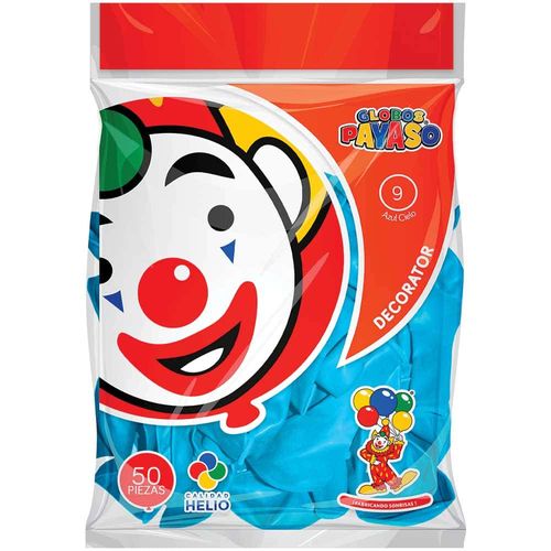 Globo para Fiesta Número 9 Azul Cielo Bolsa con 50 Piezas Decorator