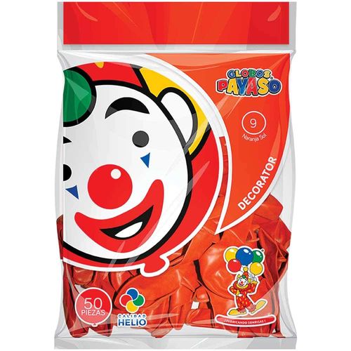 Globo para Fiesta Número 9 Naranja Bolsa con 50 Piezas Decorator