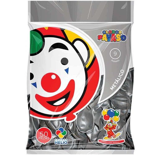 Globo Metalizado Número 9 Plata Bolsa con 50 Piezas Metallic