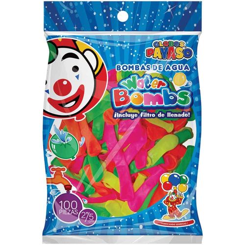Globo Redondo Número 2 Colores Neón Bolsa con 100 Piezas Payaso
