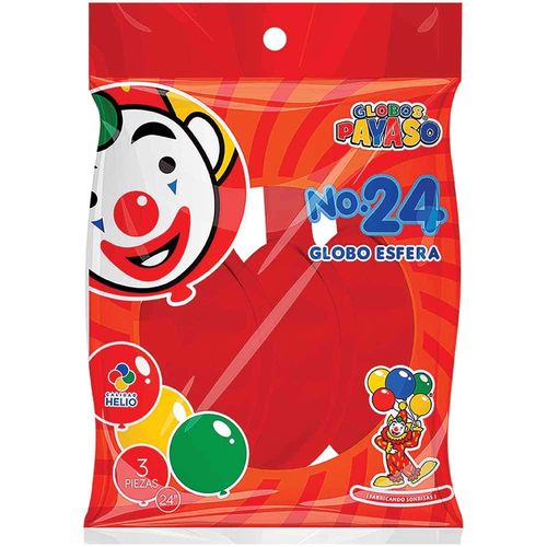 Globo Número 24 Rojo Cereza Bolsa con 3 Piezas Decorator