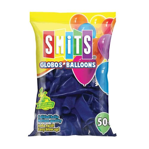 Globos para Fiesta Azul No. 9 Bolsa con 50 Piezas Smits 09SM05003S