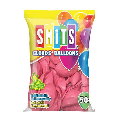 Globos para Fiesta Rosa No. 9 Bolsa con 50 Piezas Smits 09SM05002S