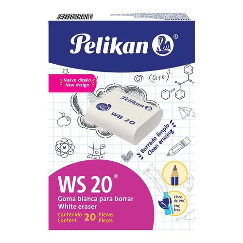 Goma de Borrar Blanca Grande WS 20 Caja con 20 Piezas Pelikan