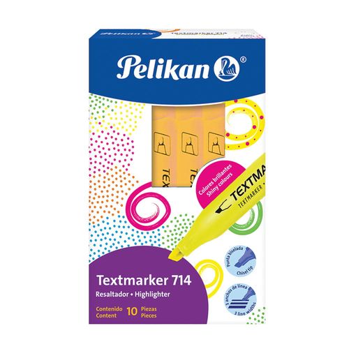 Marcador Fluorescente Grueso Naranja 714 Caja con 10 Piezas Pelikan