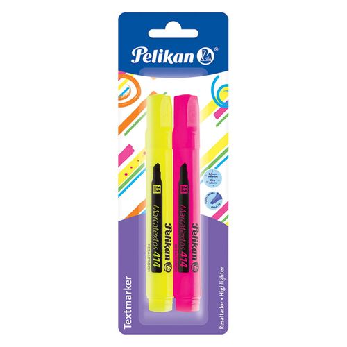 Marcador Fluorescente Grueso Amarillo y Rosa 714 Blíster con 2 Piezas . Pelikan