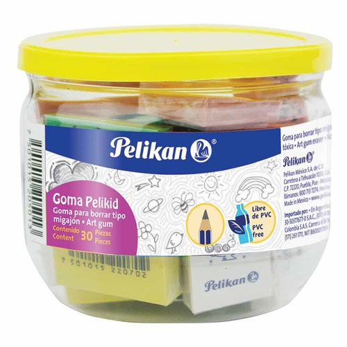 Goma de Borrar Color Pastel Bote con 30 Piezas Pelikan