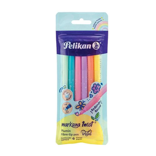 Marcador Para Colorear Delgado Estuche con 6 Piezas Markana Twist Pelikan