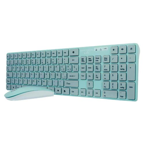 Teclado con Mouse Inalámbrico Menta para Niña Perfect Choice Kids Ballon PC-201243