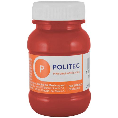 Pintura Acrílica Frasco con 100 ml Rojo Carmín Claro Politec