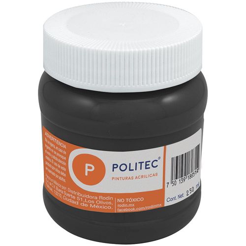 Pintura Acrílica Frasco con 250 ml Negro Politec