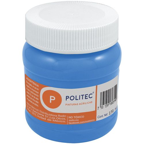 Pintura Acrílica Frasco con 250 ml Azul Celeste Politec