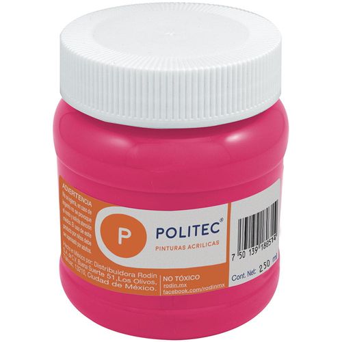 Pintura Acrílica Frasco con 250 ml Rojo Carmín Claro Politec