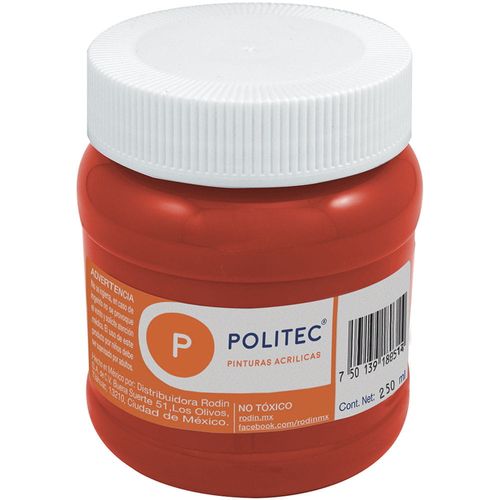 Pintura Acrílica Frasco con 250 ml Rojo Carmín Politec
