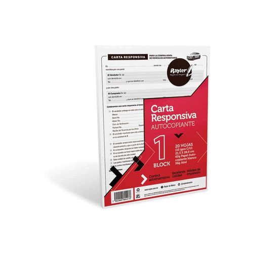 BLOCK CARTA RESPONSIVA DUPLICADO AUTOCOPIANTE 05CARECCB1