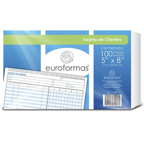Tarjeta de Clientes de 5" x 8" Con 100 Hojas