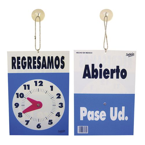 Señal Plástico Colgante Reloj 15 x 24 cm Sablón