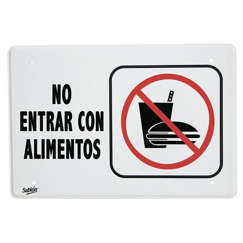 Señal de "No Entrar Con Alimentos" de 22.8 x 15 cm Sablón