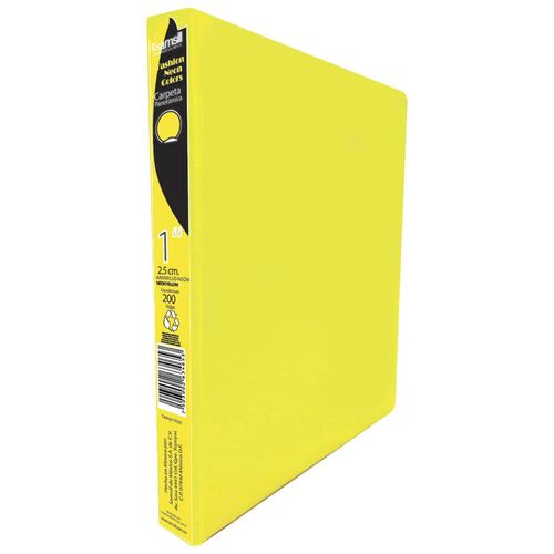 Carpeta con Argolla Vinil Tamaño Carta 1" con Ventana Amarillo Neón Samsill
