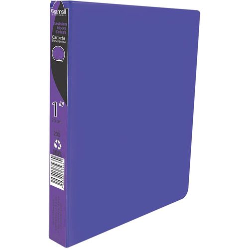 Carpeta con Argolla Vinil Tamaño Carta 1" con Ventana Morado Neón Samsill
