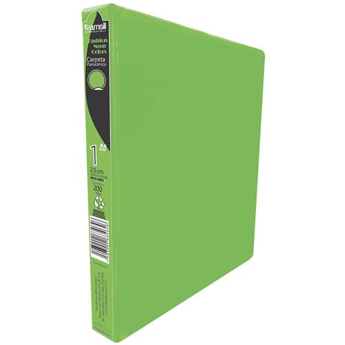 Carpeta con Argolla Vinil Tamaño Carta 1" con Ventana Verde Neón Samsill