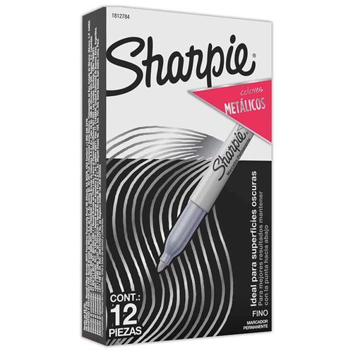 Marcador Permanente Delgado Plata Caja con 12 Piezas Sharpie
