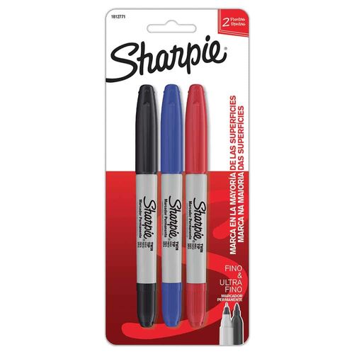 Marcador Permanente Doble Punta Colores Surtidos Blíster con 3 Piezas Sharpie
