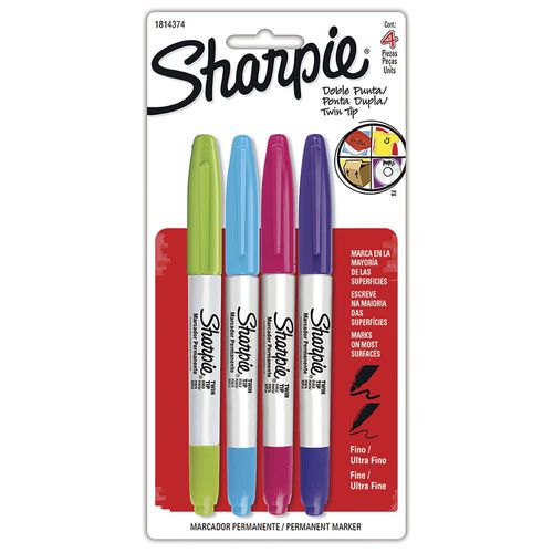 Marcador Permanente Doble Punta Fashion Blíster con 4 Piezas Sharpie
