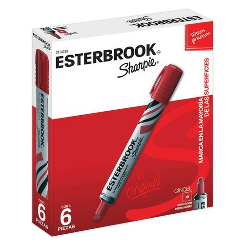 Marcador Permanente Grueso Rojo Caja con 6 Piezas Esterbrook Sharpie 2174193