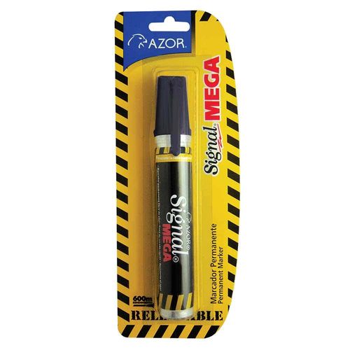 Marcador Permanente Grueso Negro Barril de Aluminio Blíster con 1 Pieza Signal Mega 1510NE