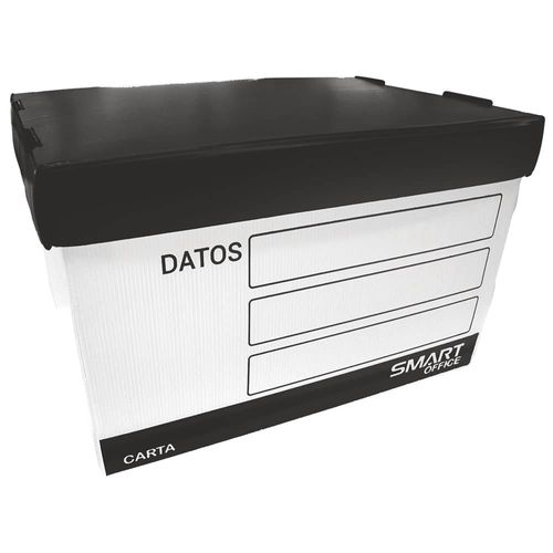 Caja de Plástico para Archivo Negro Tamaño Carta Smart
