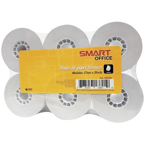Rollo Papel Térmico para Punto de Venta de 57 mm x 39 m con 6 Smart