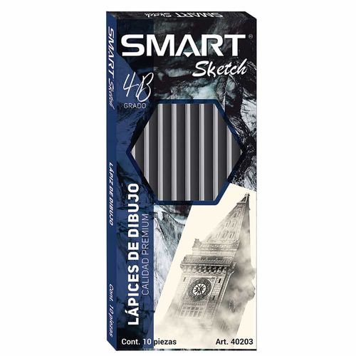 Lápiz para Dibujo 4B Caja con 10 Piezas Smart Sketch