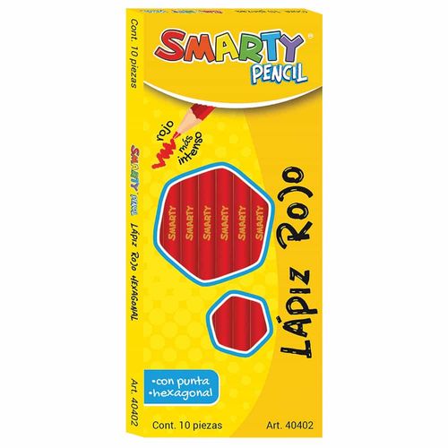 Lápiz Rojo Hexágono Caja con 10 Piezas Smart