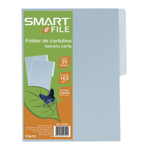 Folder de Cartulina Tamaño Carta Azul Paquete con 25 Piezas Smart