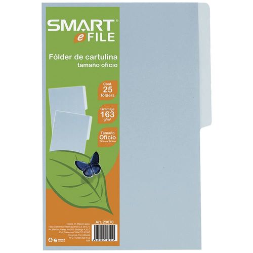 Folder de Cartulina Tamaño Oficio Azul Paquete con 25 Piezas Smart