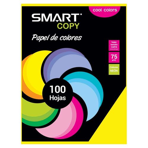 Papel Bond Tamaño Carta Cool Colors con 100 Hojas Amarillo Eléctrico Smart Copy