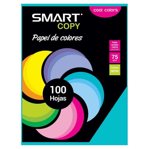 Papel Bond Tamaño Carta Cool Colors con 100 Hojas Azul Neón Smart Copy