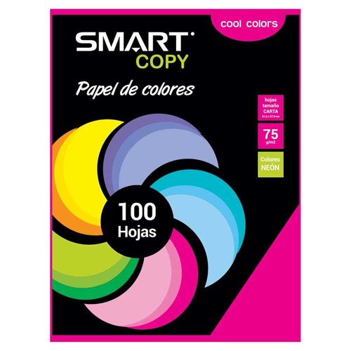 Papel Bond Tamaño Carta Cool Colors con 100 Hojas Fucsia Smart Copy