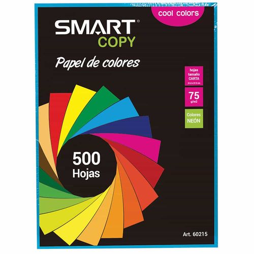 Papel Bond Tamaño Carta Colores Surtidos con 500 Hojas Colores Surtido Smart Copy
